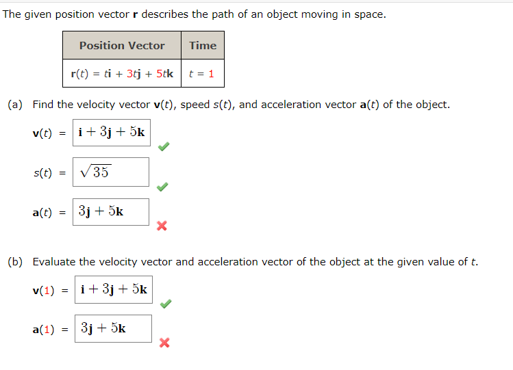 Solved The given position vector r describes the path of an | Chegg.com