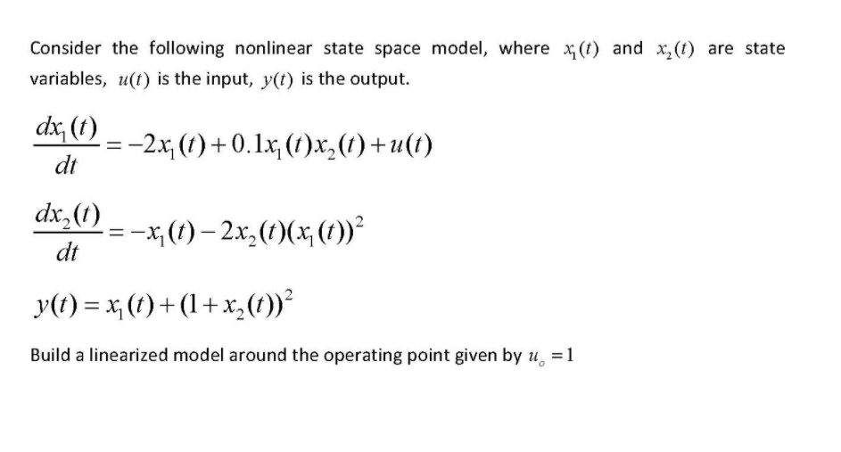 Solved Consider the following nonlinear state space model, | Chegg.com