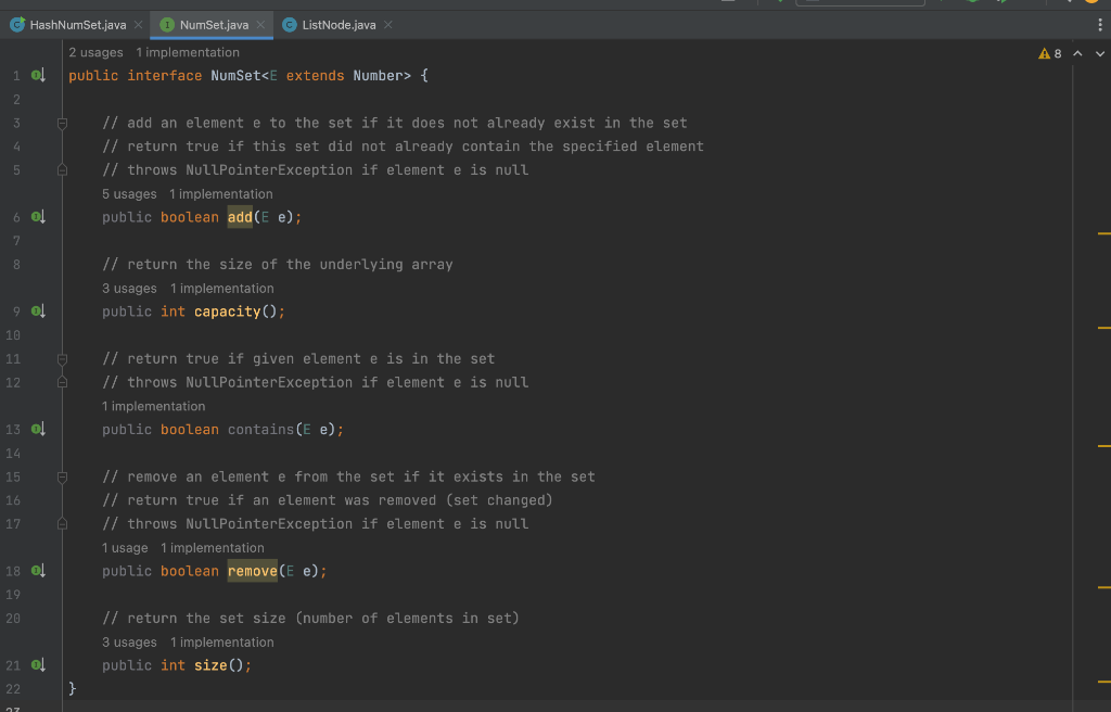 Solved In a previous assignment, you created a set class | Chegg.com