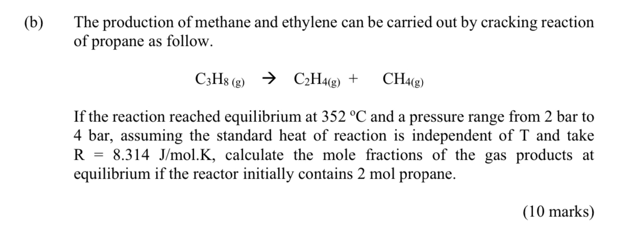 Solved b The production of methane and ethylene can be Chegg