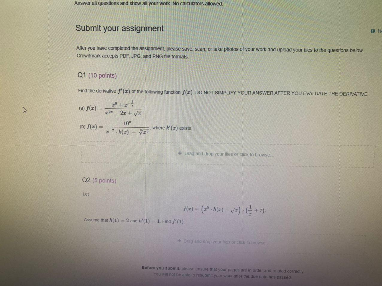 Solved Answer all questions and show all your work. No | Chegg.com