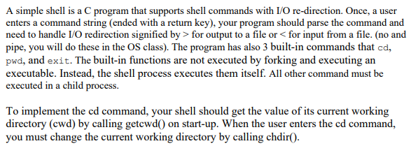 Simple Shell Program In C