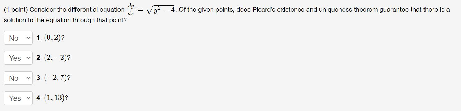 Solved dy (1 point) Consider the differential equation dr | Chegg.com