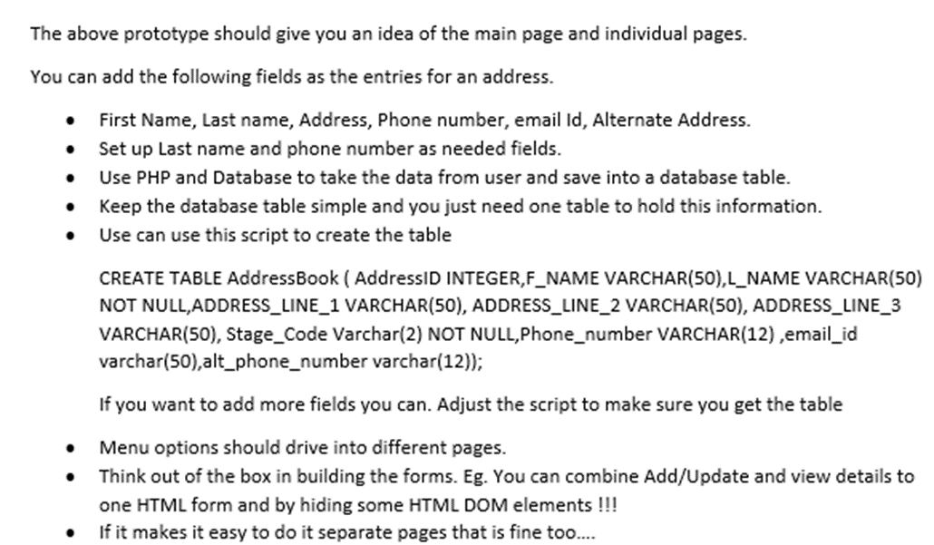 Solved (HTML/CSS/JS – PHP – Database) Please develop a | Chegg.com