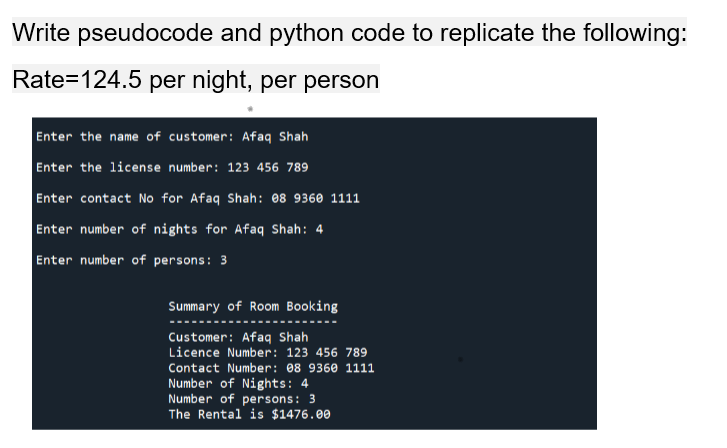Solved Write pseudocode and python code to replicate the | Chegg.com