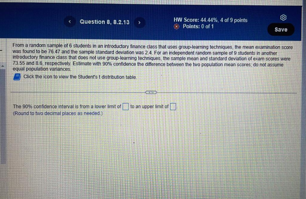 Solved From a random sample of 6 students in an introductory | Chegg.com