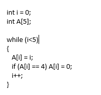 Solved int i = 0; int A[5]; while (i