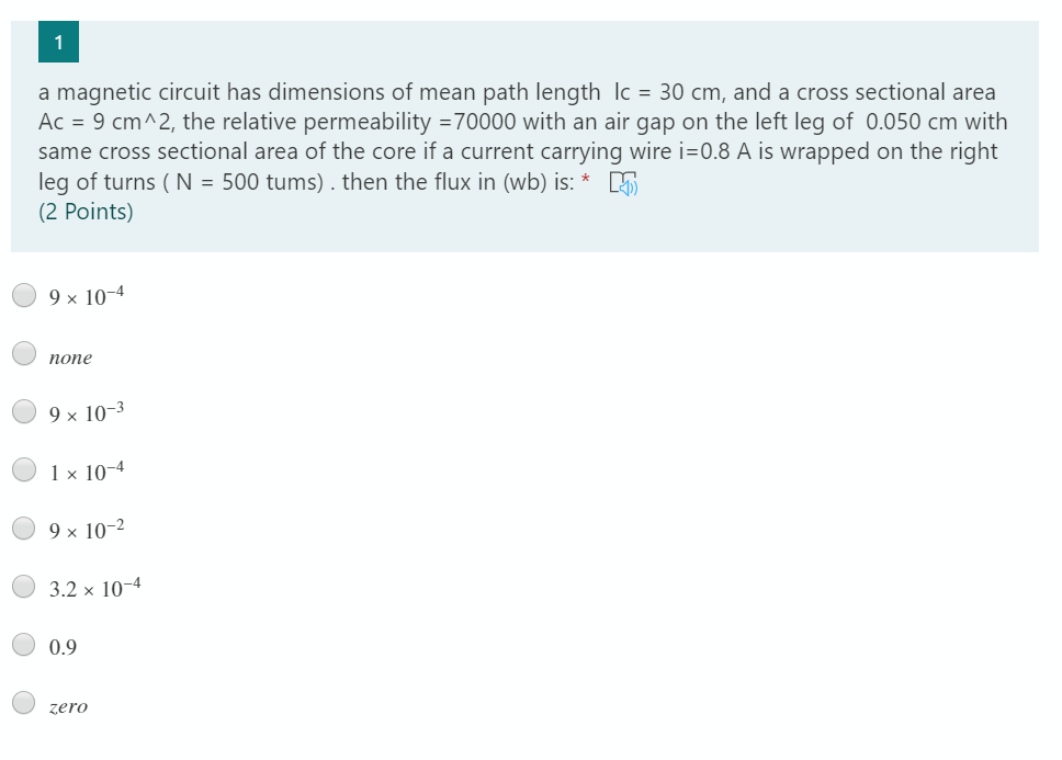 Solved 1 a magnetic circuit has dimensions of mean path | Chegg.com