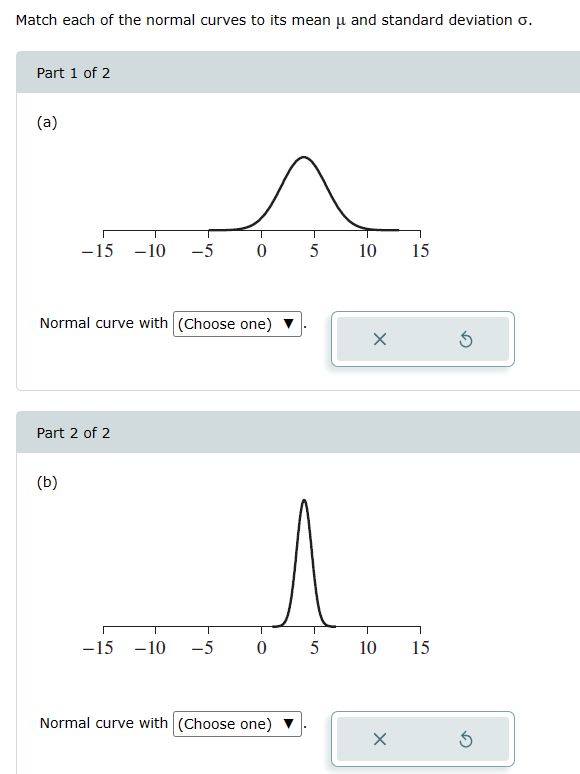 Match each of the normal curves to its mean μ and | Chegg.com