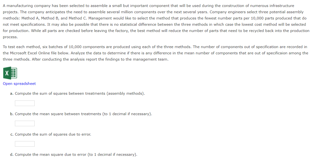 Solved The spreadsheet to reference is below. Problem | Chegg.com
