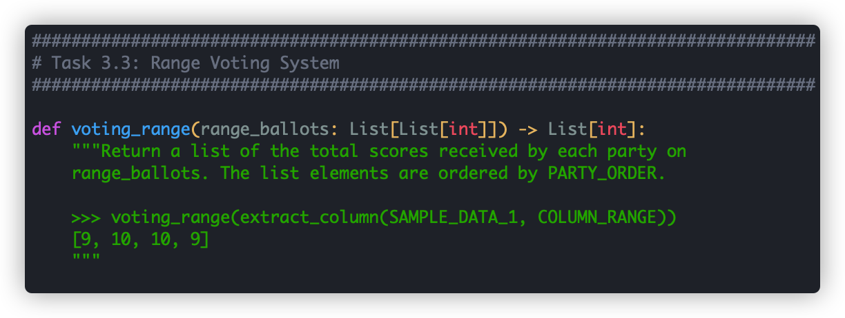 Task 3.3: Range Voting System The range voting system | Chegg.com