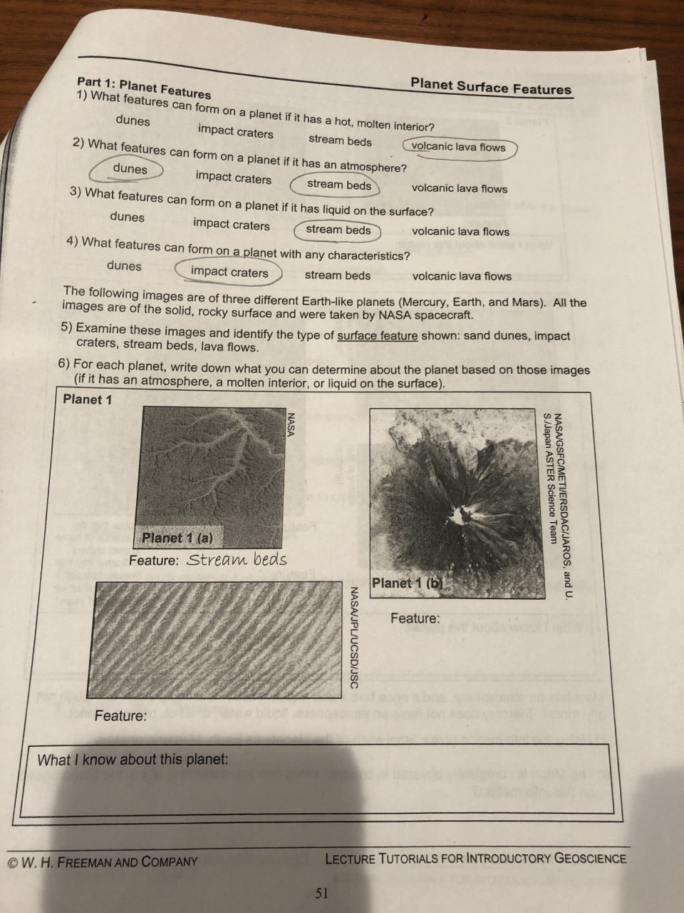 1 Solved: Planet Features Planet 1: Surface Features Part ...