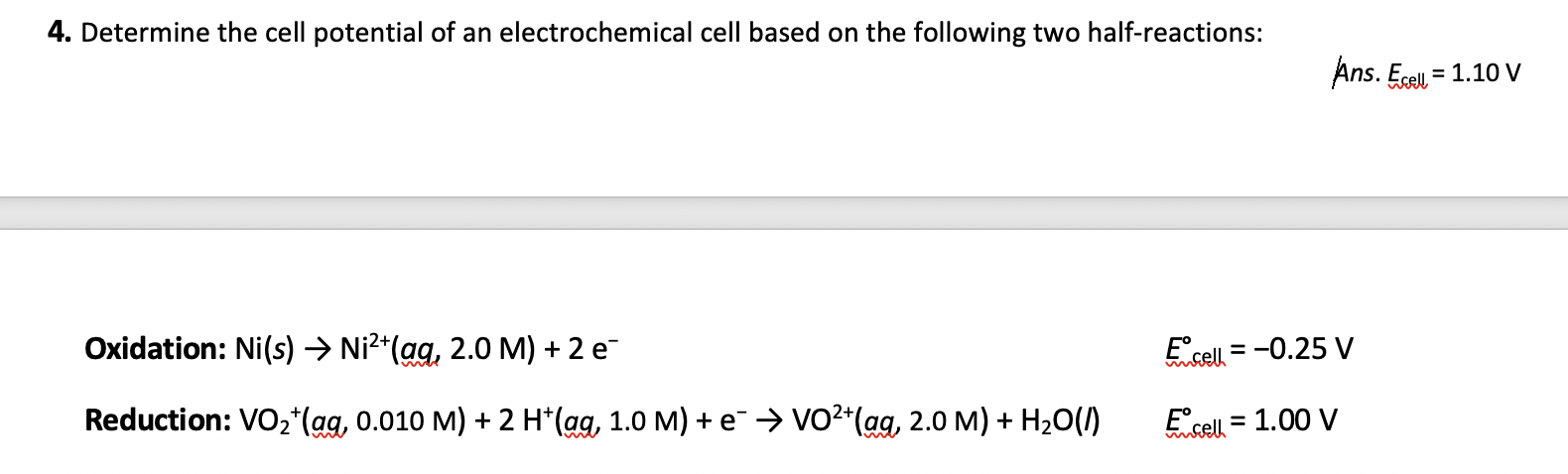 4 Determine The Cell Potential Of An Electrochemical 7769