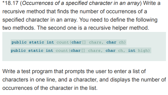 Solved *18.17 (Occurrences Of A Specified Character In An | Chegg.com