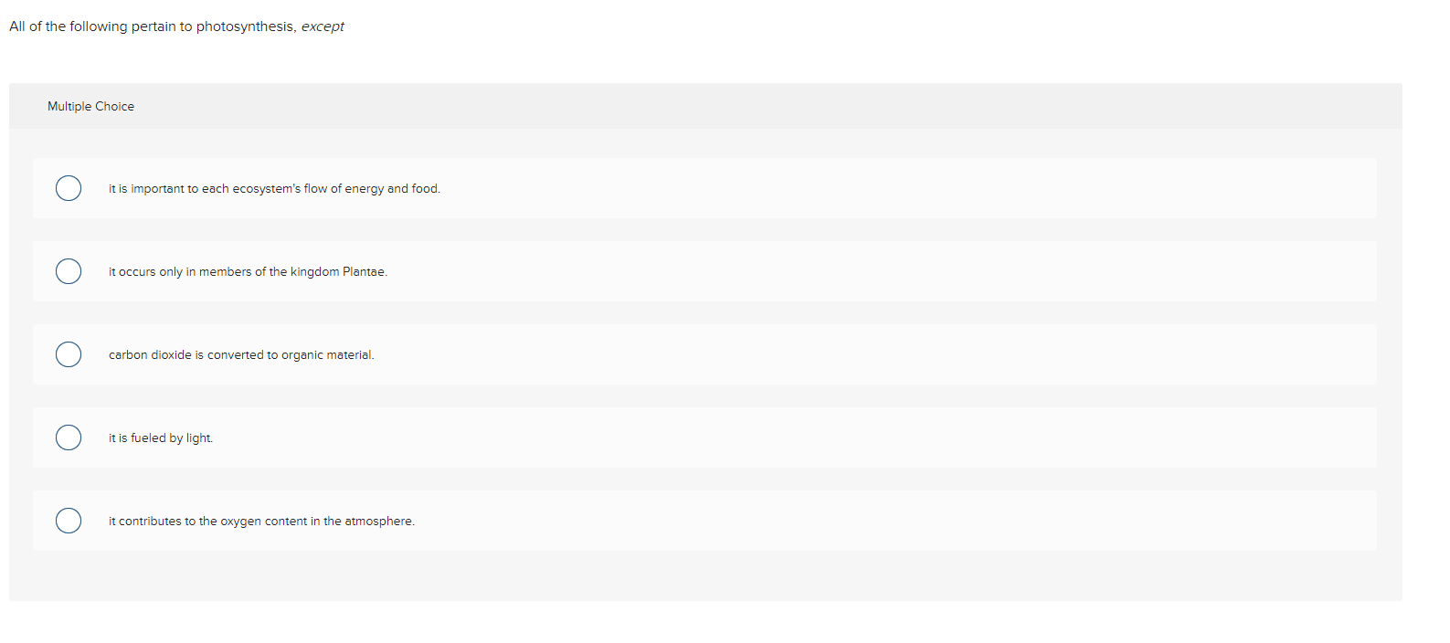 Solved All of the following pertain to photosynthesis, | Chegg.com