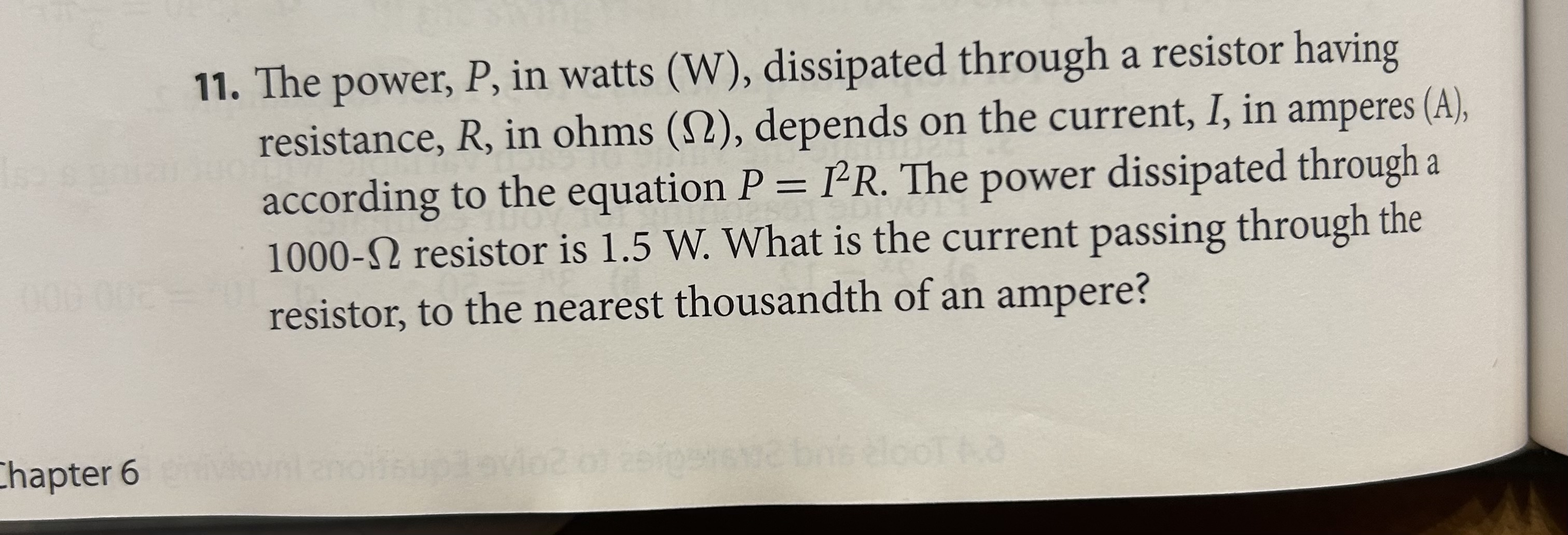 Solved 1. The power, P, in watts (W), dissipated through a