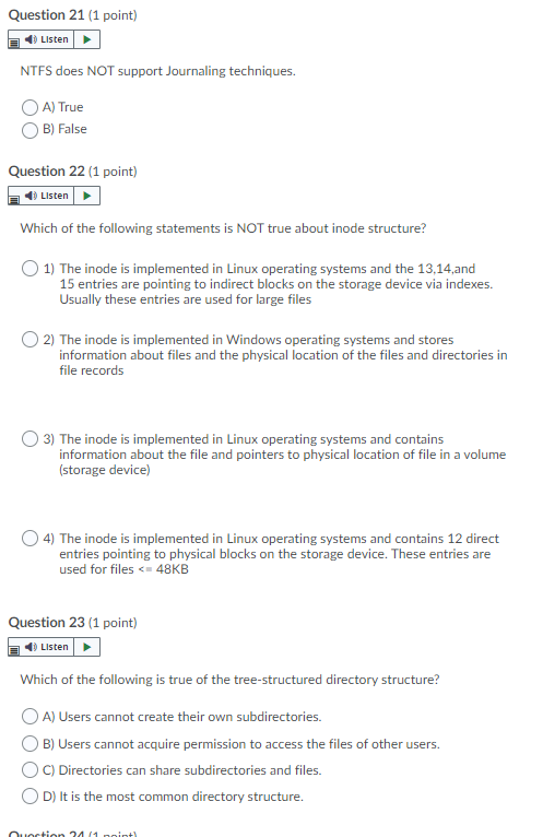 Solved Question 1 (2 points) Listen Match the following | Chegg.com