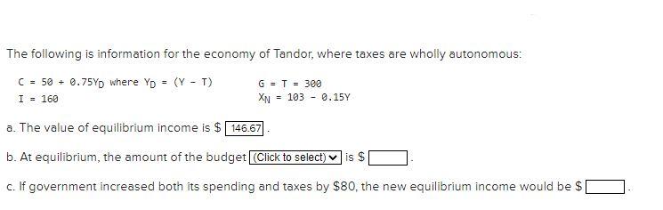 Solved The following is information for the economy of | Chegg.com