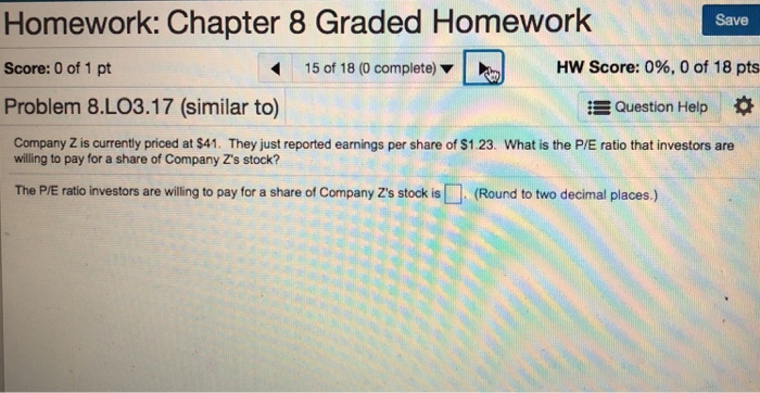 Solved Homework: Chapter 8 Graded Homework Save Score: 0 of | Chegg.com