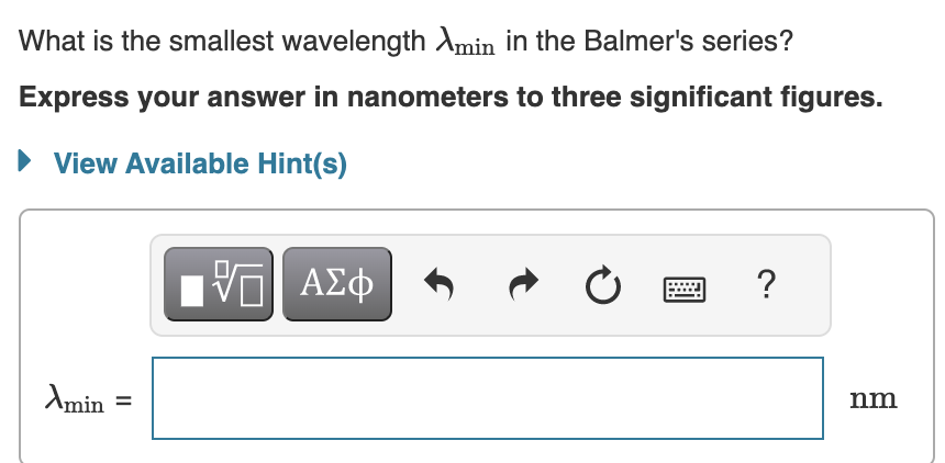 Solved The first quantitative description of the hydrogen | Chegg.com