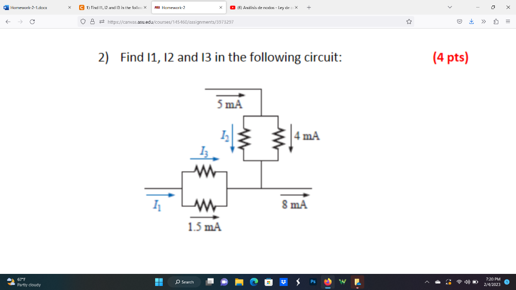 Solved 2) Find I,I2 and I3 in the following circuit: | Chegg.com
