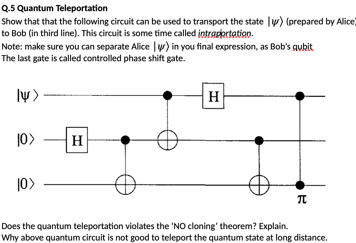 Q.5 Quantum Teleportation Show that that the | Chegg.com