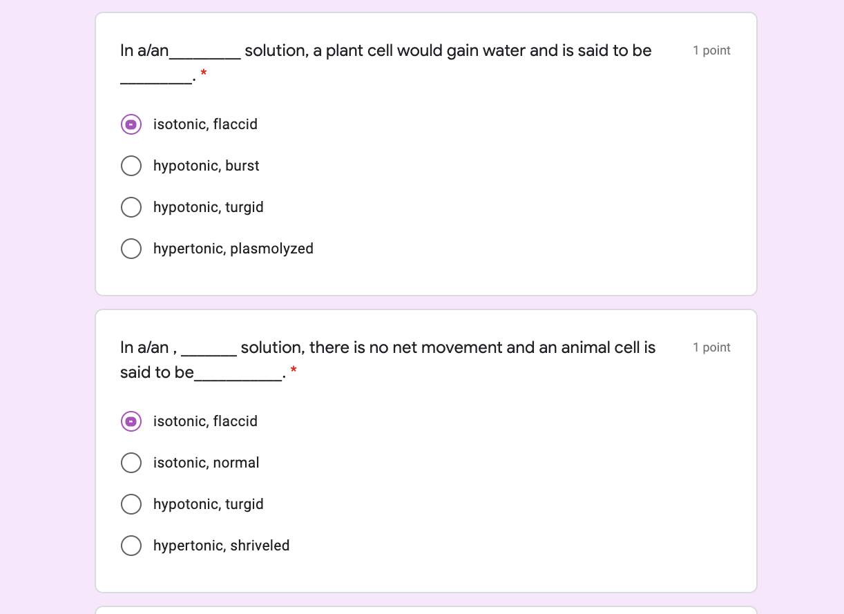 Solved In alan solution, a plant cell would gain water and 