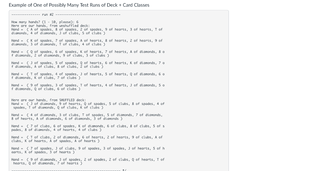 Solved Phase 1: The Deck Class Private Static Class | Chegg.com