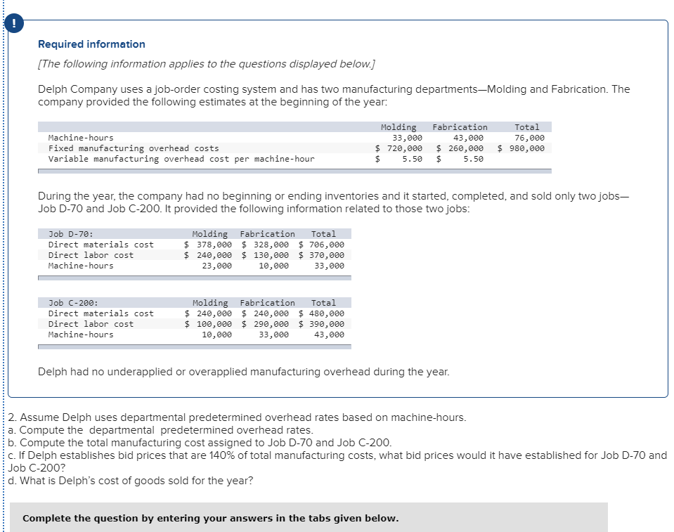Solved Required information [The following information