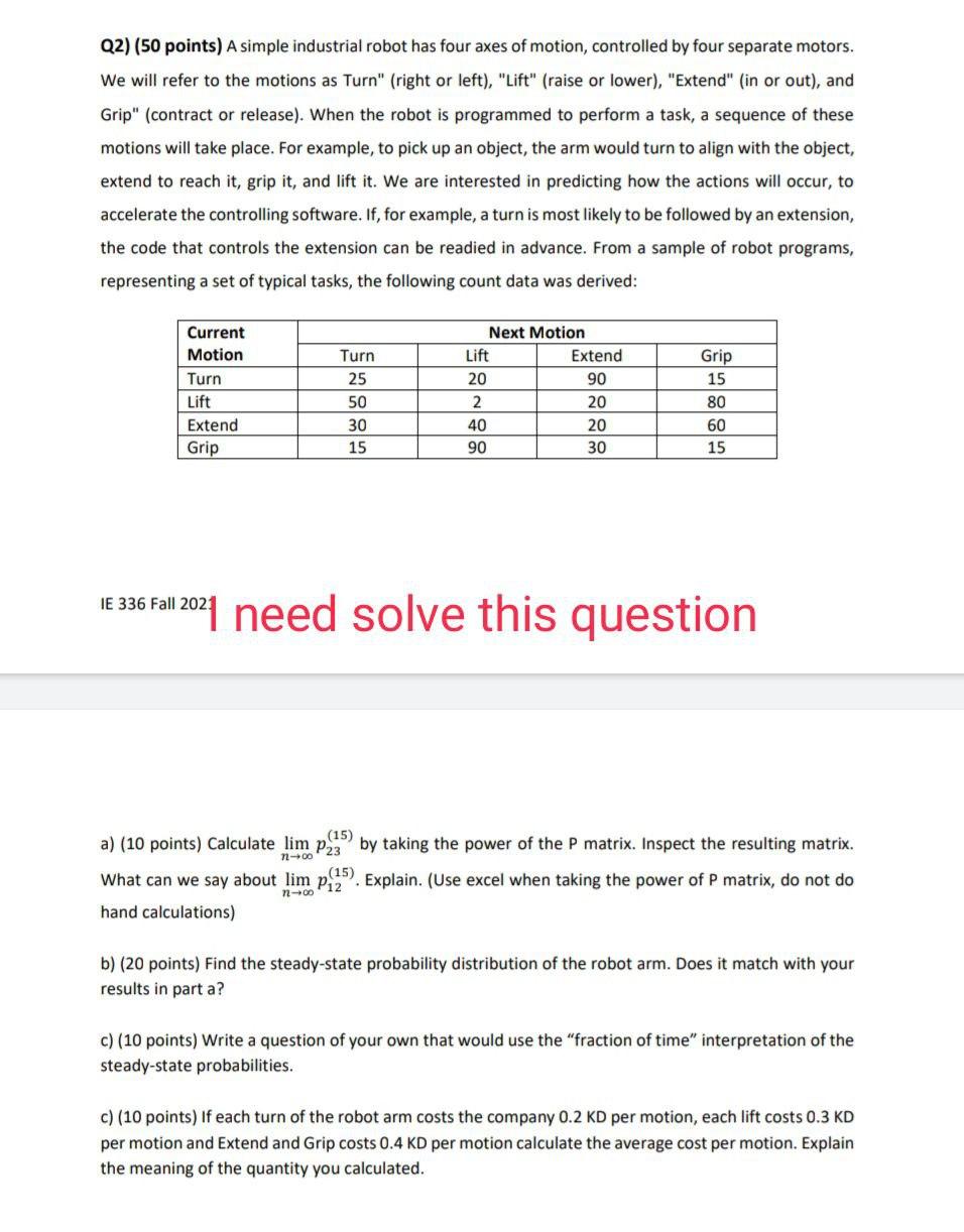 Solved Q2) (50 points) A simple industrial robot has four | Chegg.com
