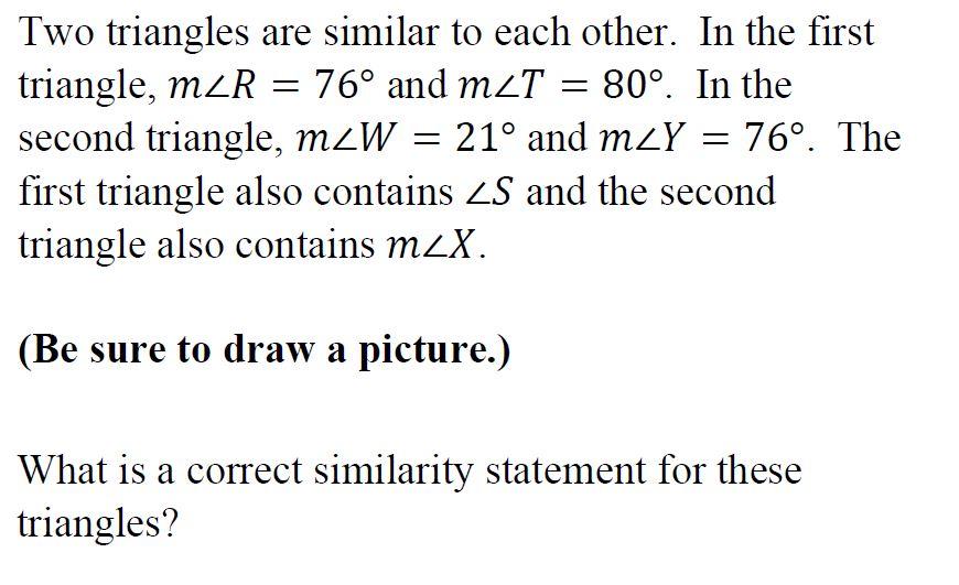 Solved Two triangles are similar to each other. In the first | Chegg.com