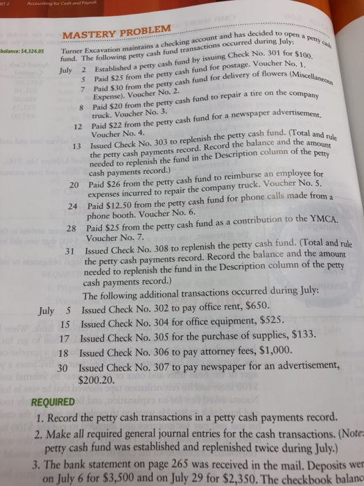 Paystub Problem Solving Answer Key Solved Accounting for Cash and Payroll MASTERY PROBLEM | Chegg.com