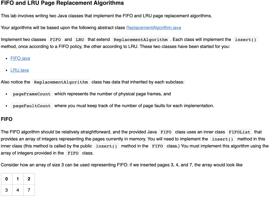 FIFO and LRU Page Replacement Algorithms This lab | Chegg.com