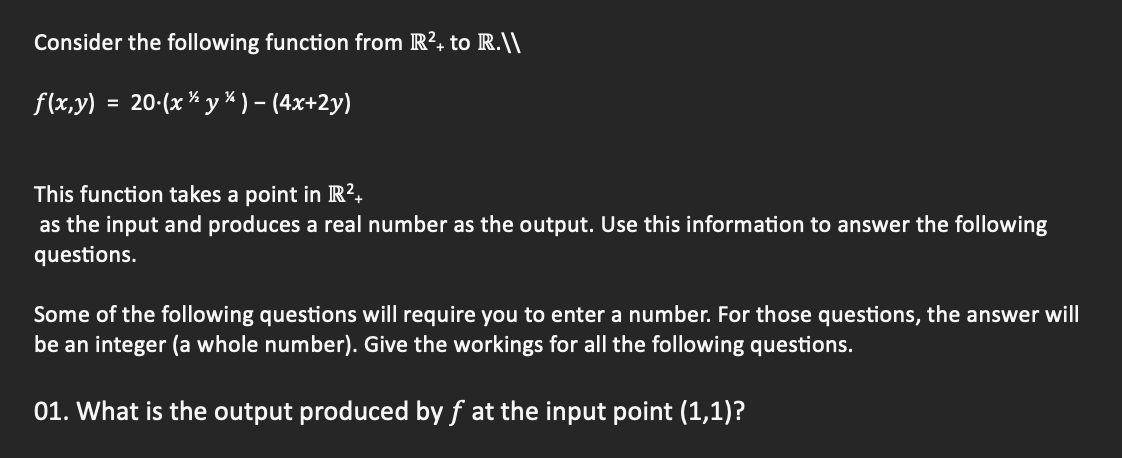 Solved Consider the following function from R2+ to R.∣I | Chegg.com