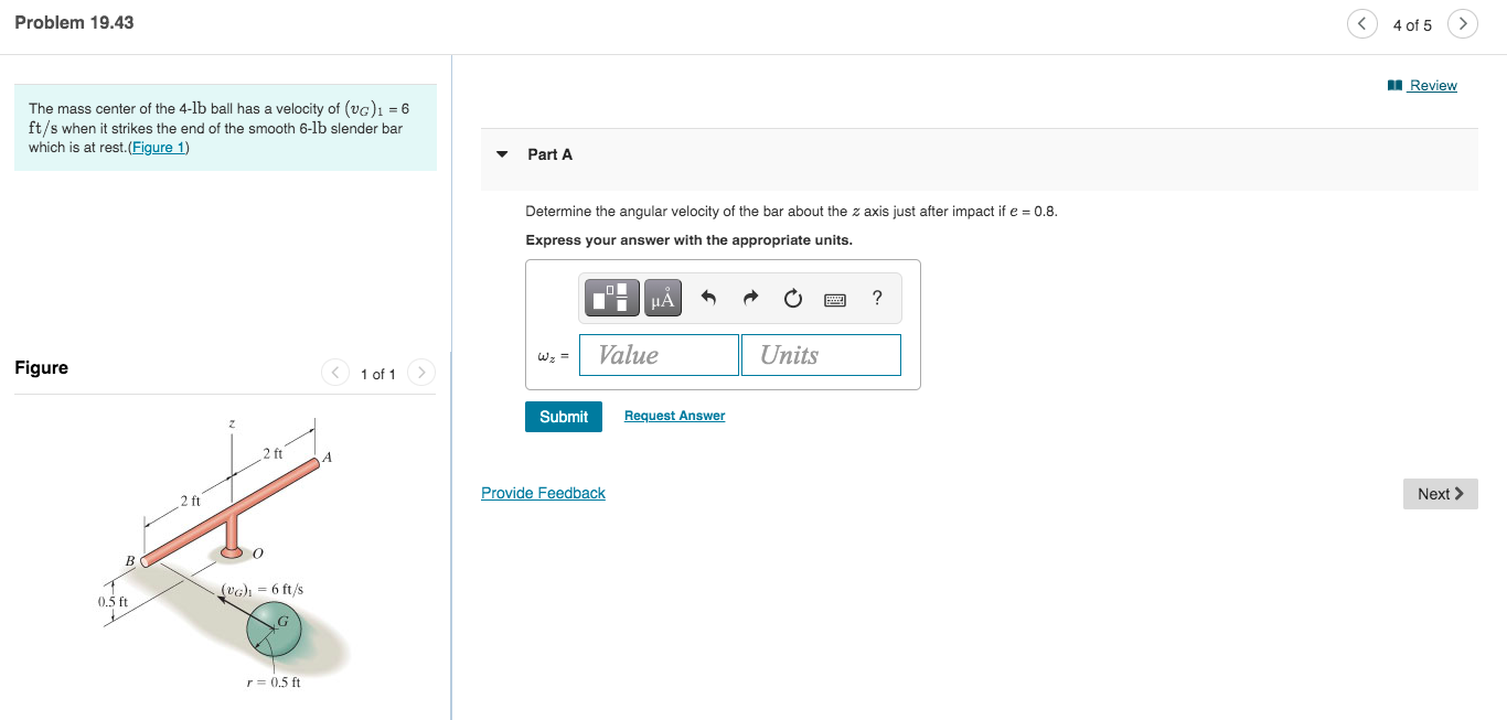 Solved Problem 19.43 4 of 5 Review The mass center of the | Chegg.com