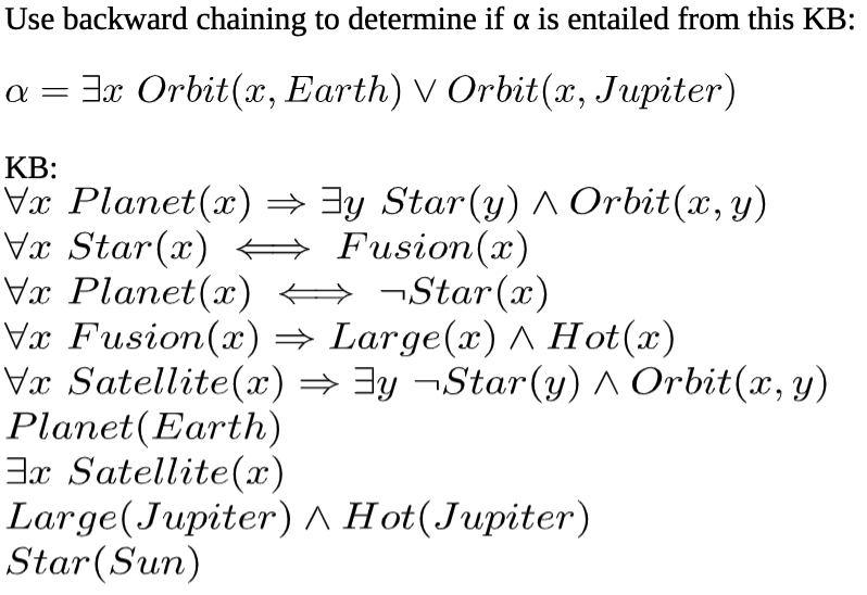 Use Backward Chaining To Determine If A Is Entailed Chegg Com