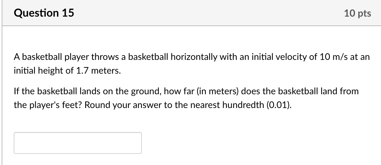 Solved A basketball player throws a basketball horizontally