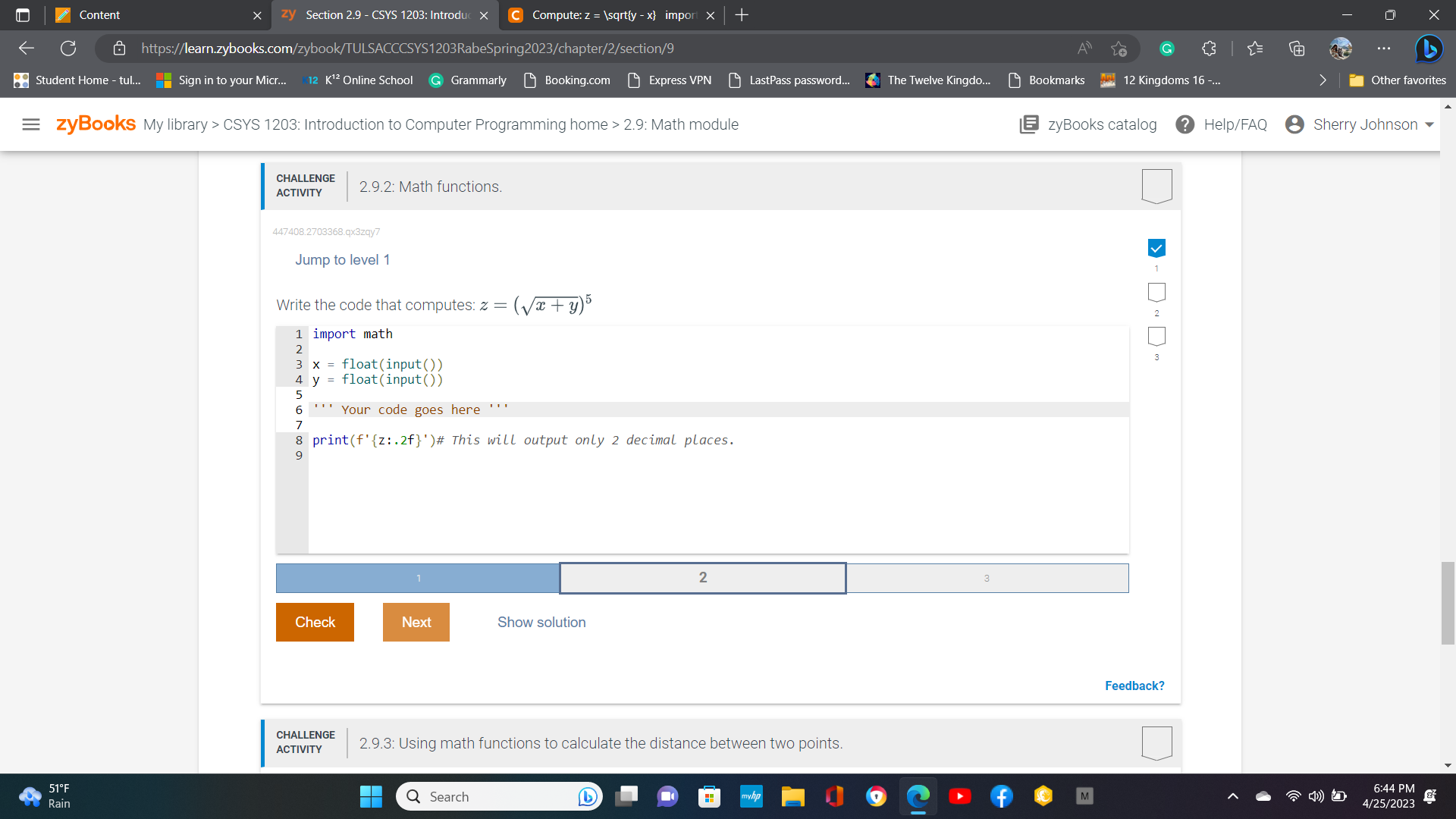 Solved 2.9.2: Math functions. 447408.2703368.q×3zqy7 Jump to | Chegg.com