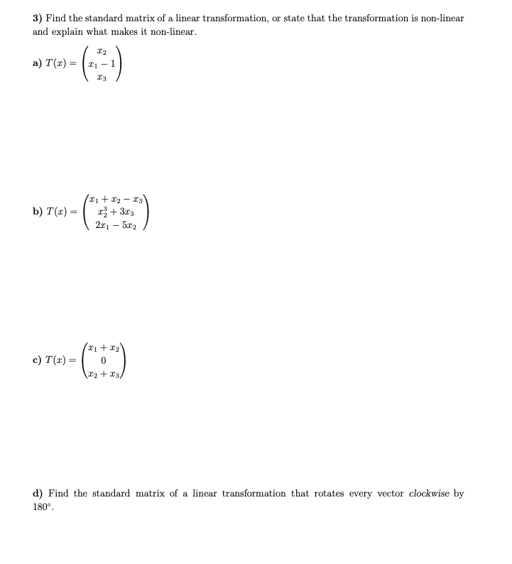 standard matrix of linear transformation calculator