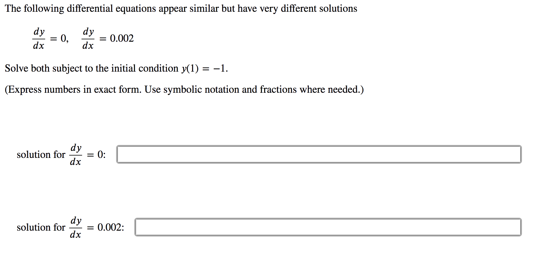 Solved The following differential equations appear similar | Chegg.com
