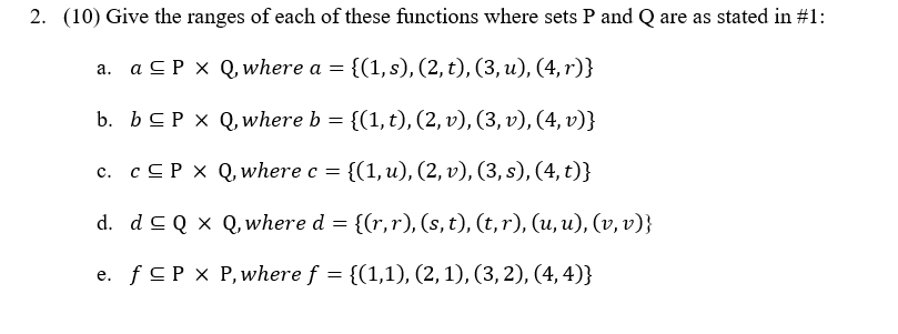 Solved 2 10 Give The Ranges Of Each Of These Functions Chegg Com