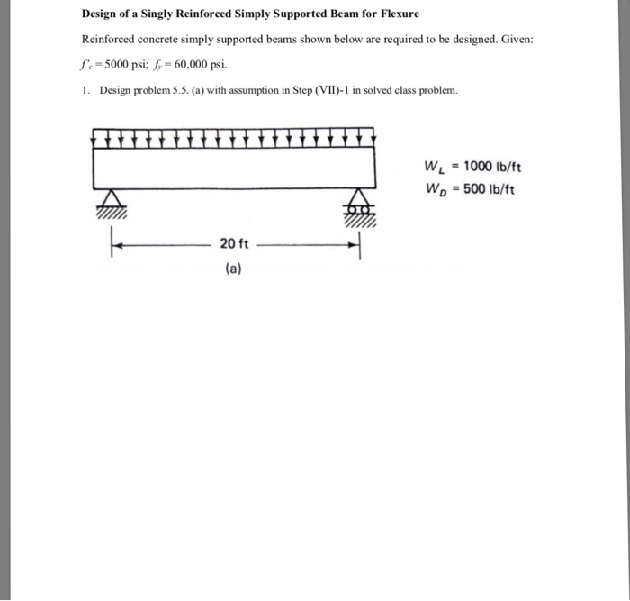 Design Of A Singly Reinforced Simply Supported Beam | Chegg.com