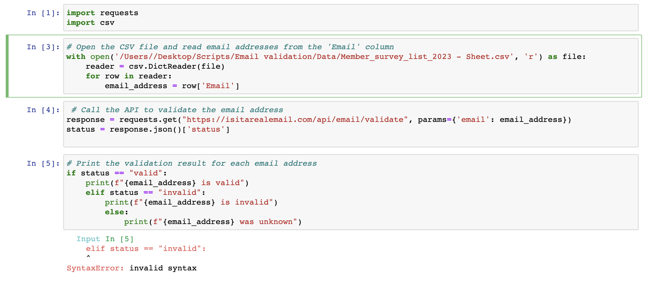Solved In [1]: import requests import csv In [3]: \# Open | Chegg.com