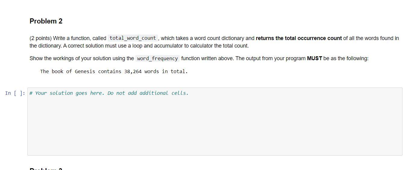 Solved Problem 2 (2 points) Write a function, called | Chegg.com