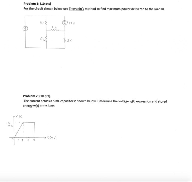 Solved Problem 1: (10 pts) For the circuit shown below use | Chegg.com