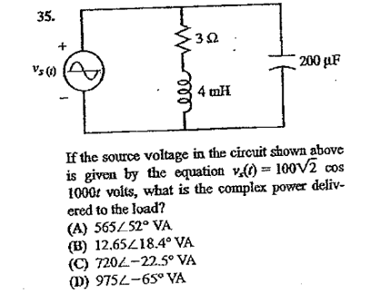Solved If the source voltage for the circuit shown above is | Chegg.com