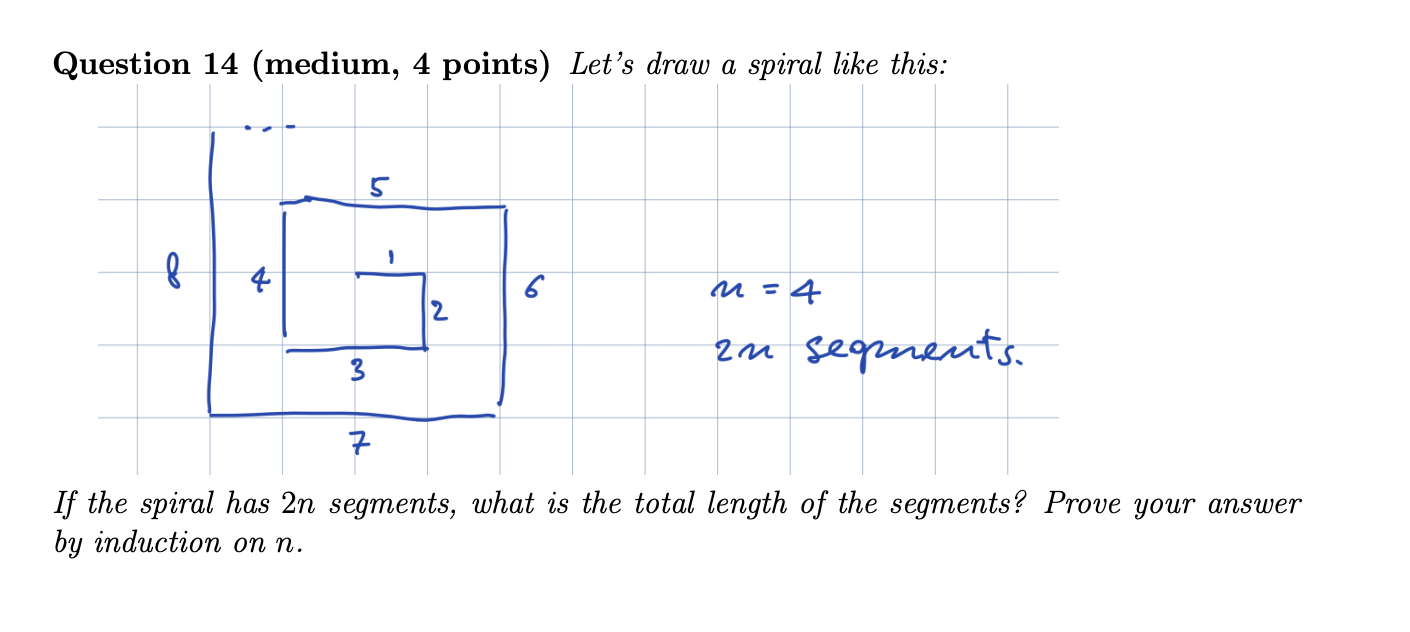 Solved Question 14 (medium, 4 points) Let's draw a spiral | Chegg.com