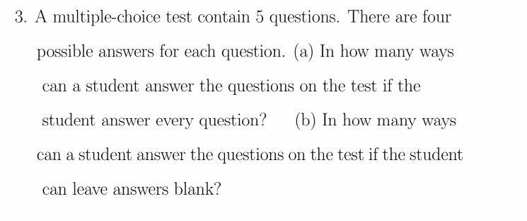 Solved 3. A Multiple-choice Test Contain 5 Questions. There | Chegg.com