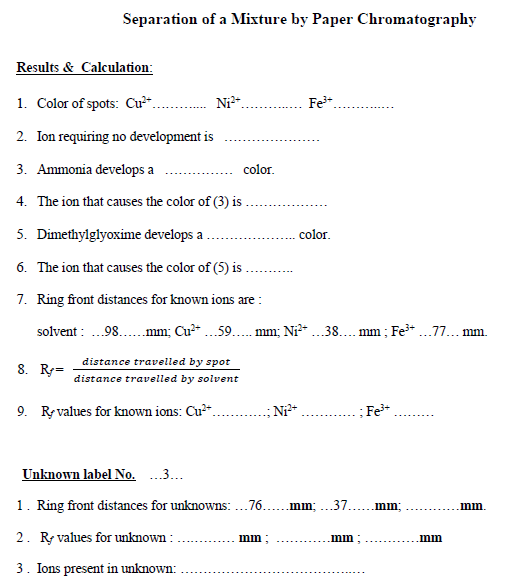 Separation of a Mixture by Paper Chromatography | Chegg.com
