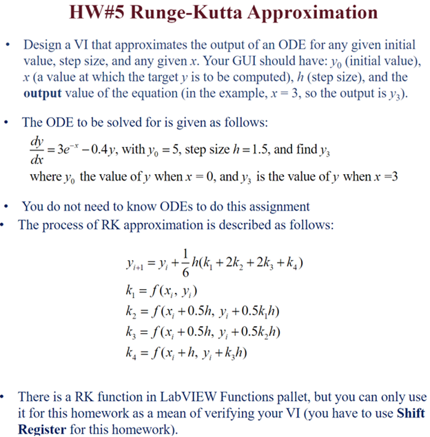 HW#5 Runge-Kutta Approximation Design a VI that | Chegg.com
